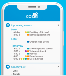 screenshot of Cozi app